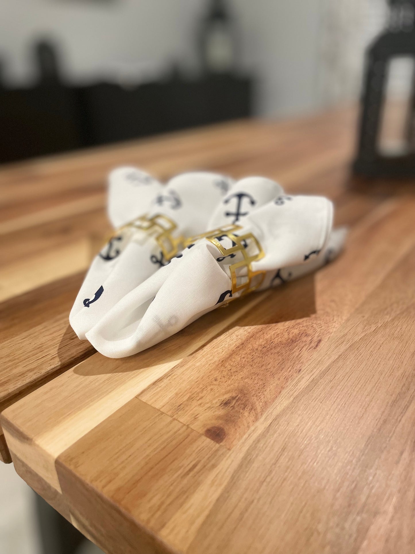 White Navy Anchor Cotton Napkin Cloth (6pcs)