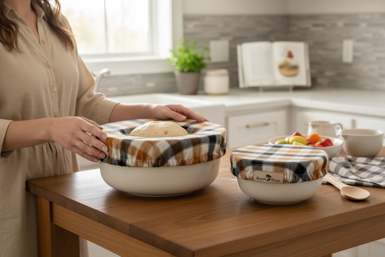 Tobacco Plaid Cotton Bowl Covers
