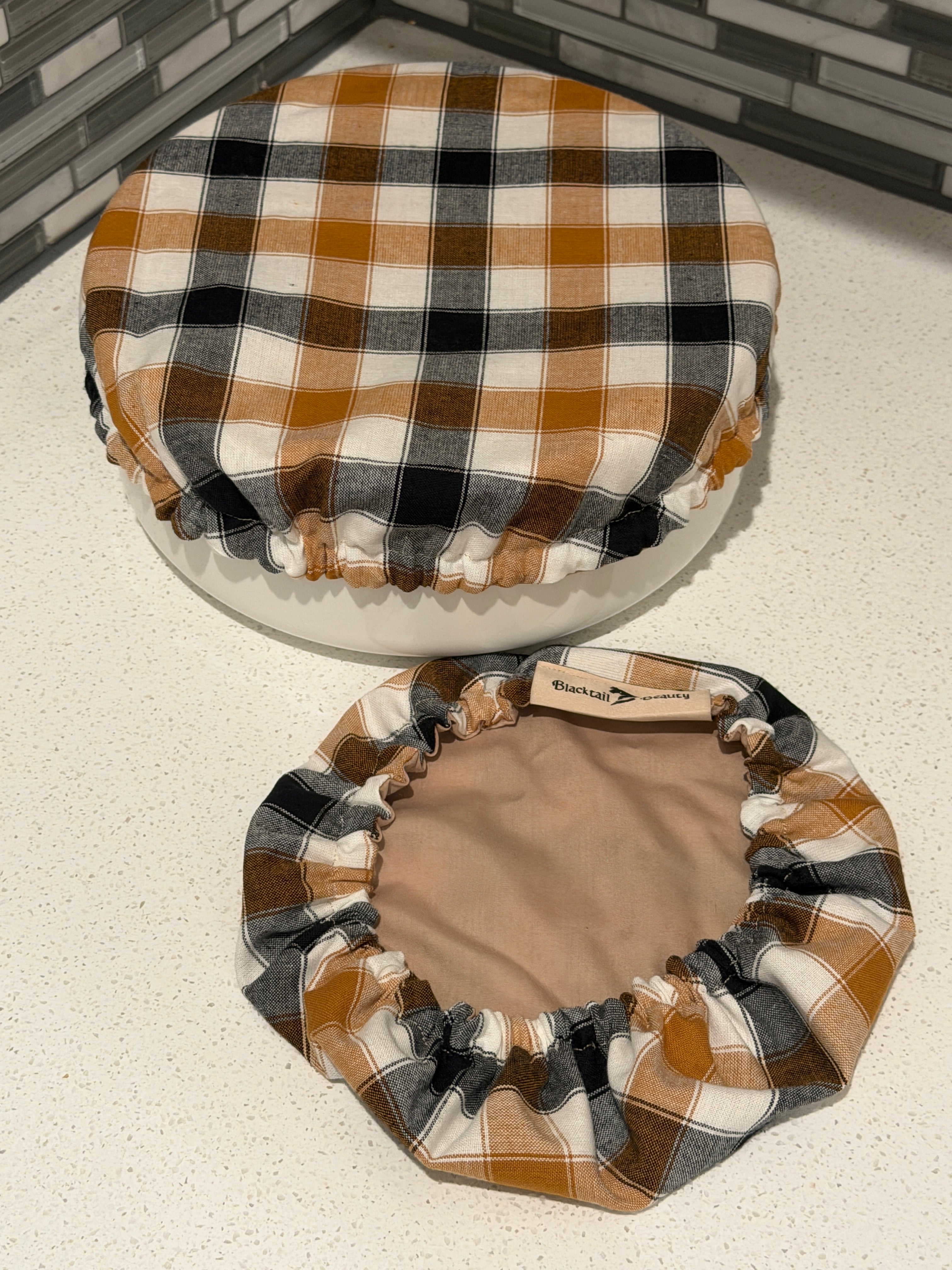 Tobacco Plaid Cotton Bowl Covers