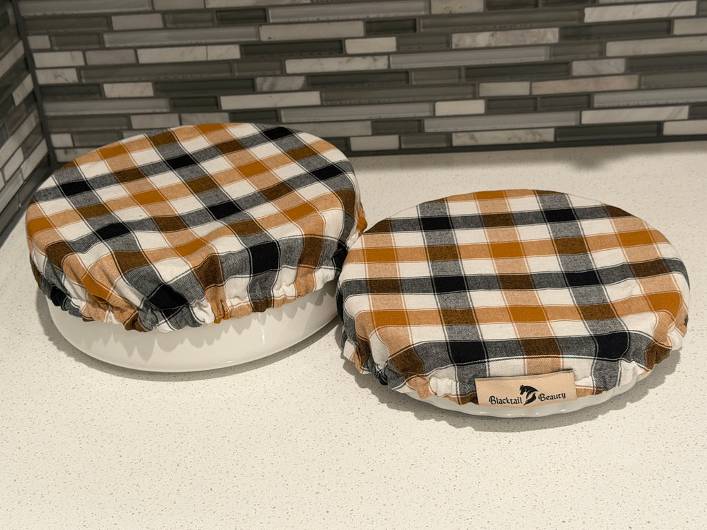 Tobacco Plaid Cotton Bowl Covers