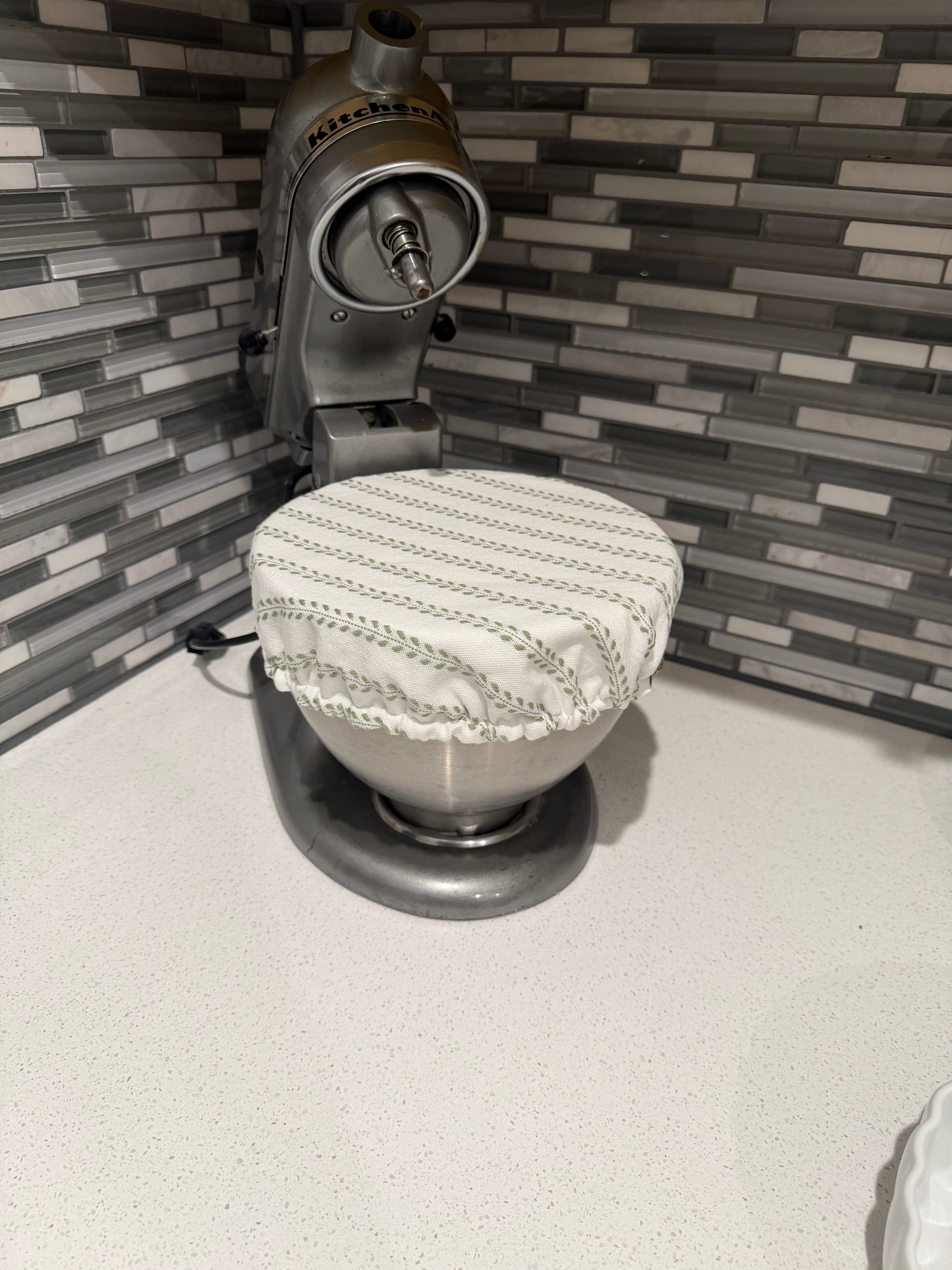 Green Striped Dobby Cotton Bowl Covers