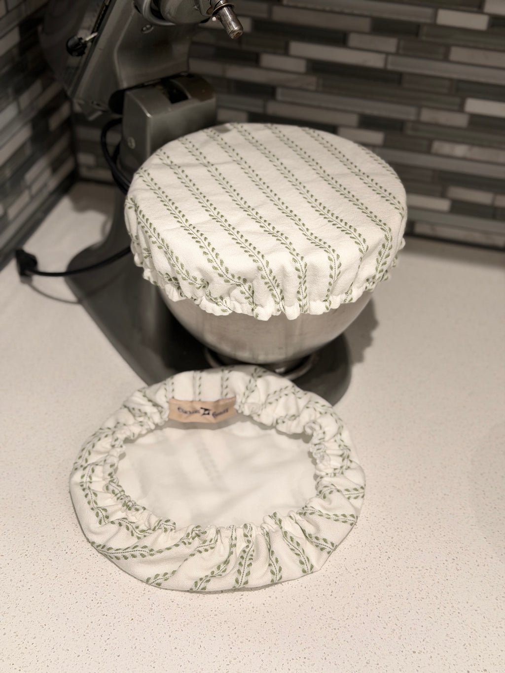 Green Striped Dobby Cotton Bowl Covers
