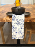 White & Navy Floral Dinner Napkin (6 pack)