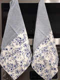 White & Navy Floral Dinner Napkin (4 pack)