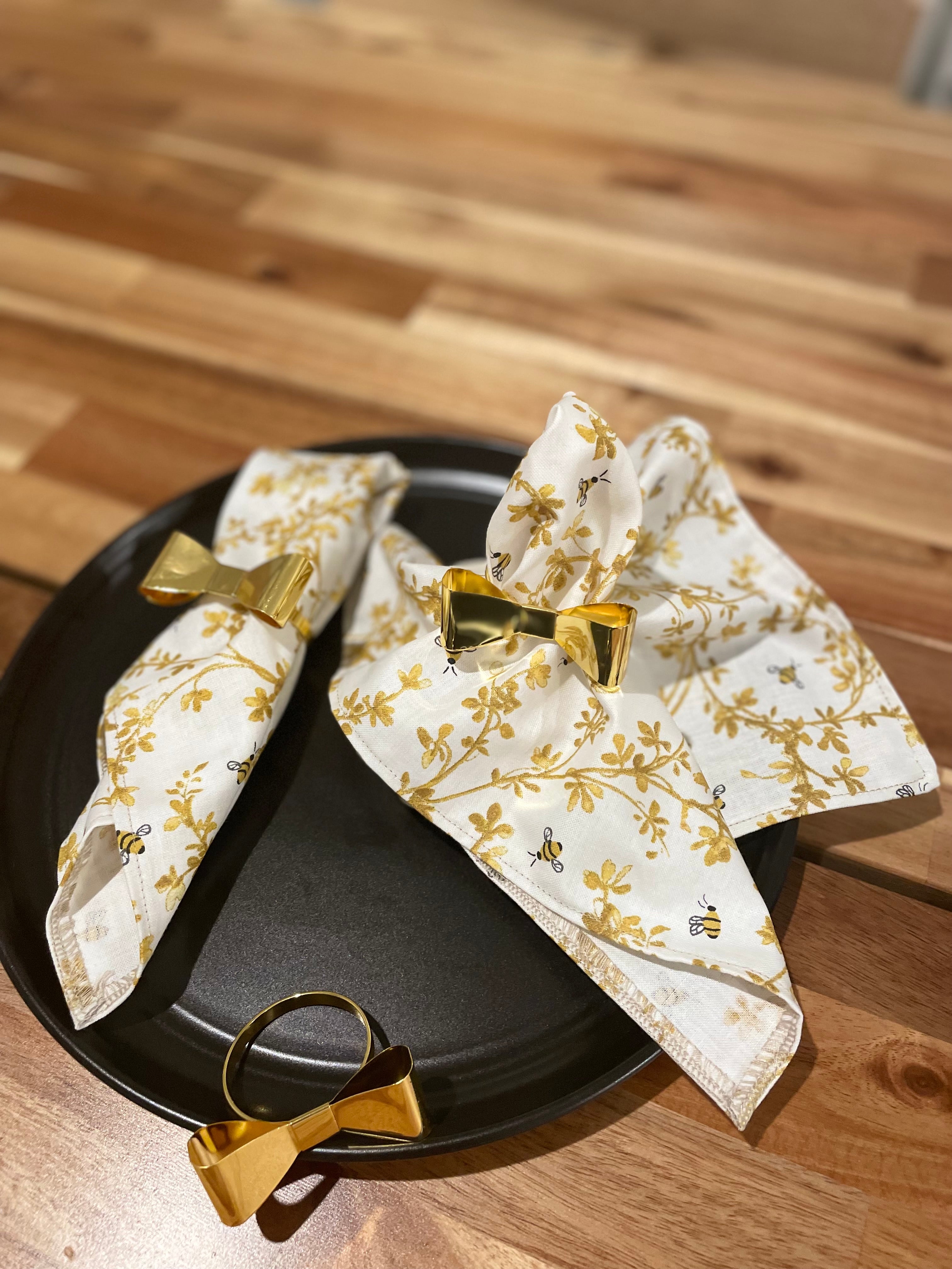 Bees On Vines Metallic Bees & Bloom Cloth Napkin