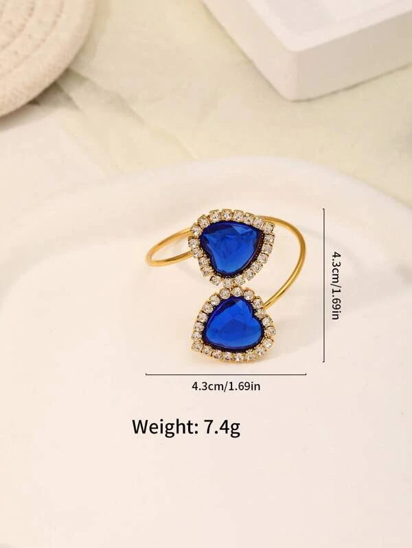 Blue Rhinestone Heart Napkin Ring