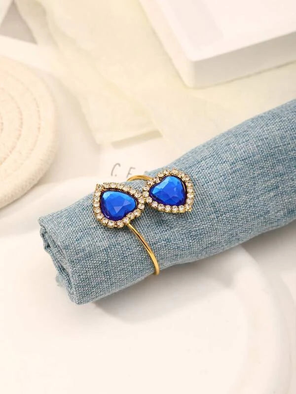 Blue Rhinestone Heart Napkin Ring