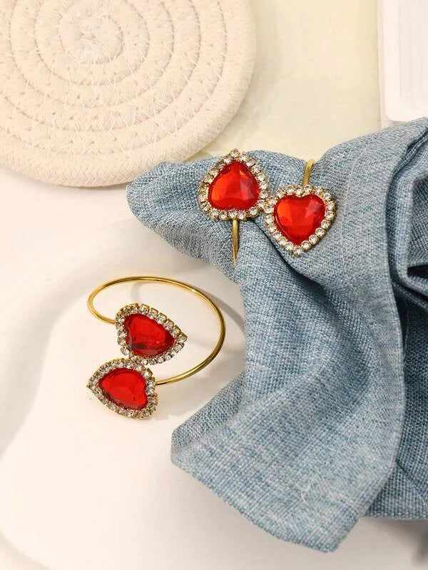 Red Rhinestone Heart Napkin Ring