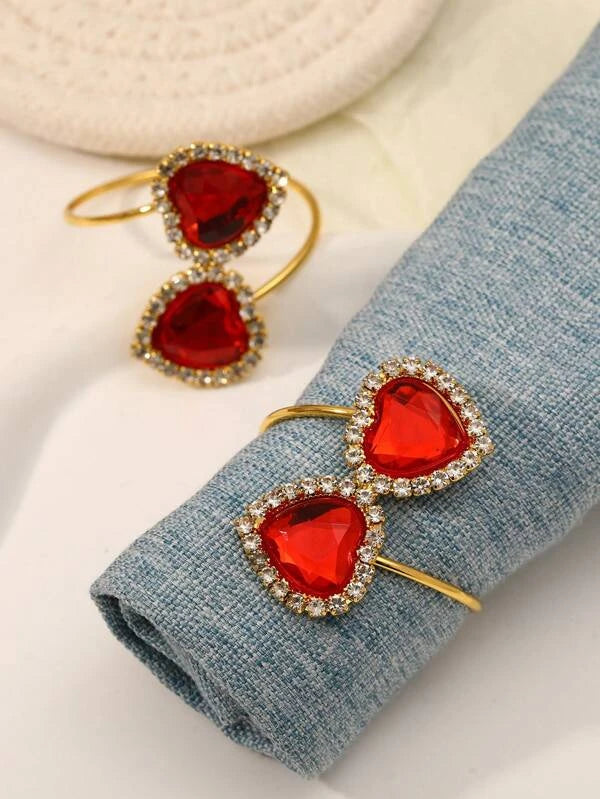 Red Rhinestone Heart Napkin Ring