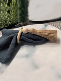 Wood Bead & Tassel Decor Napkin Ring